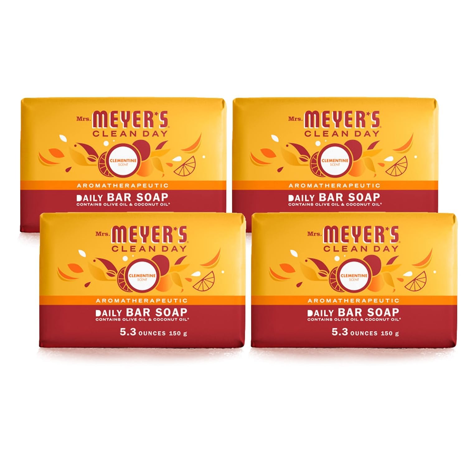 Product image of Mrs. MEYER'S Clean Day Bar Soap Use as Body Wash or Hand Soap Made Essential Oils Clementine 5.3 oz 5.3 oz